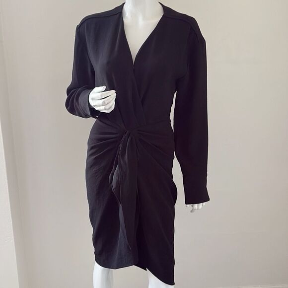 ba&sh Kiari Black Long Sleeve Short Robe Mini Dress - Picture 1 of 11